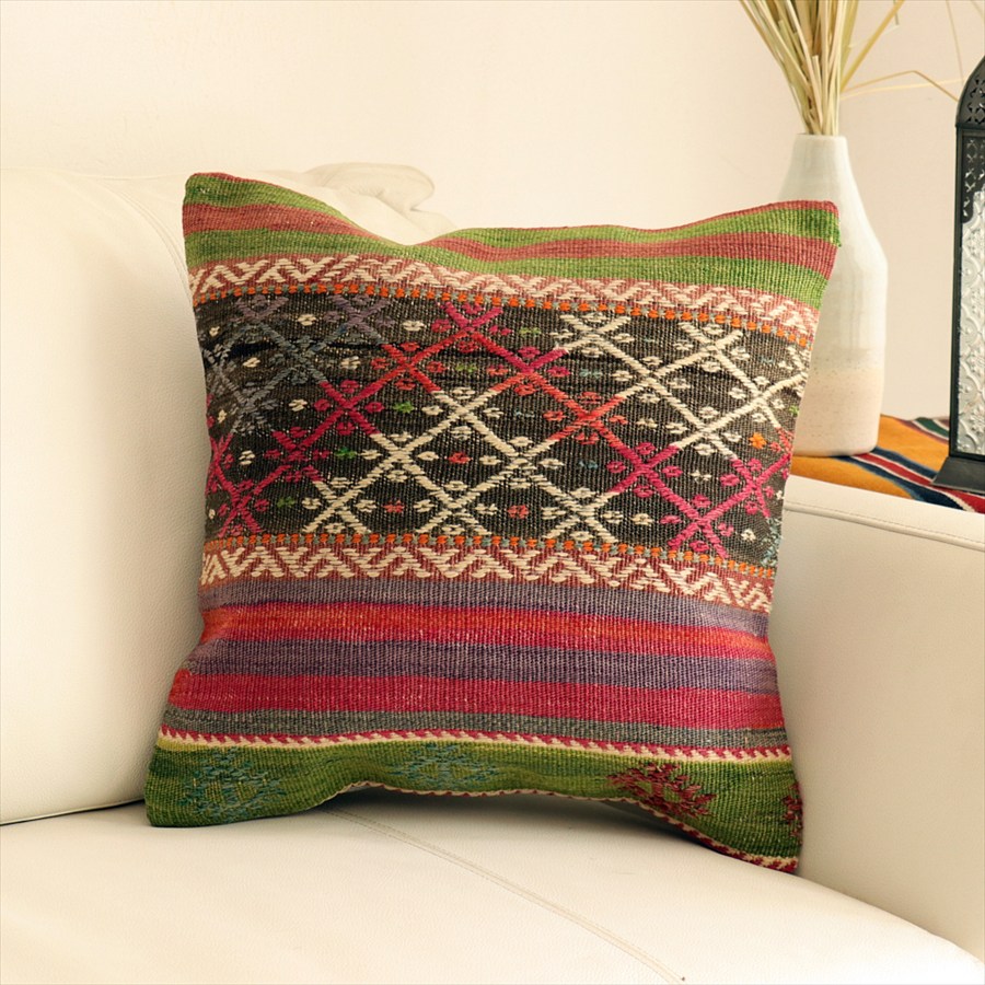 オールドキリムクッションカバー40cmサイズ40×40cm バルケスィル・ジジム Old Kilim Cushion