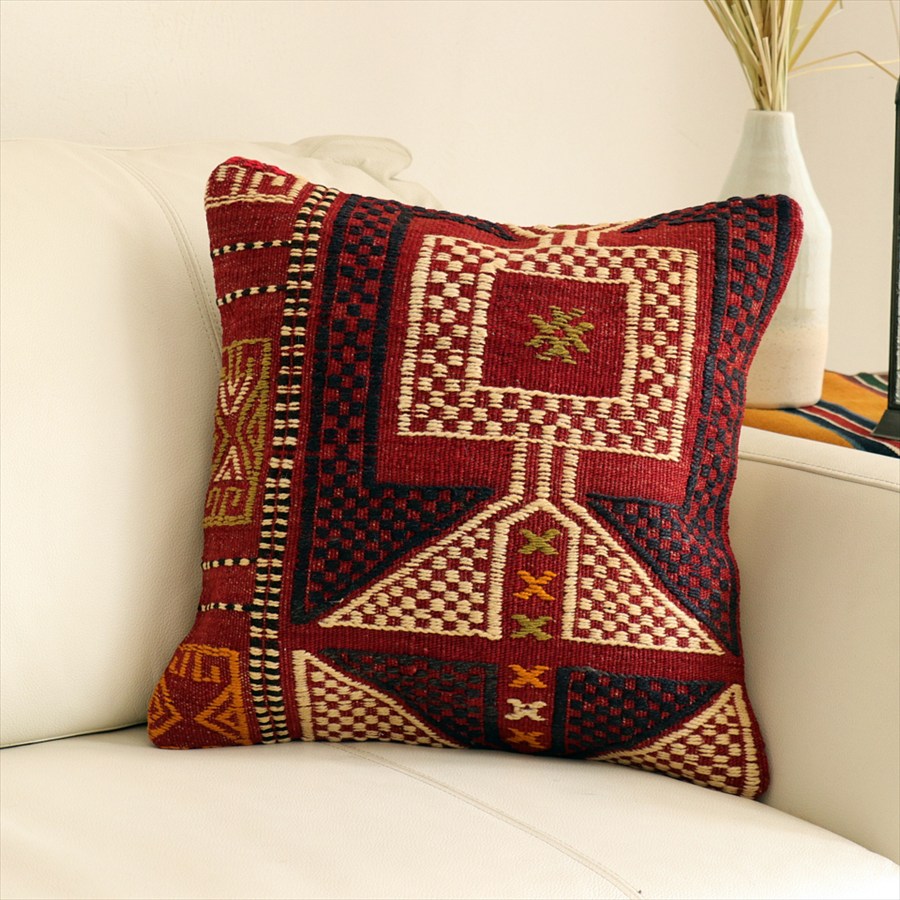 オールドキリムクッションカバー40×40cm バルケスィル・ジジム Old Kilim Cushion