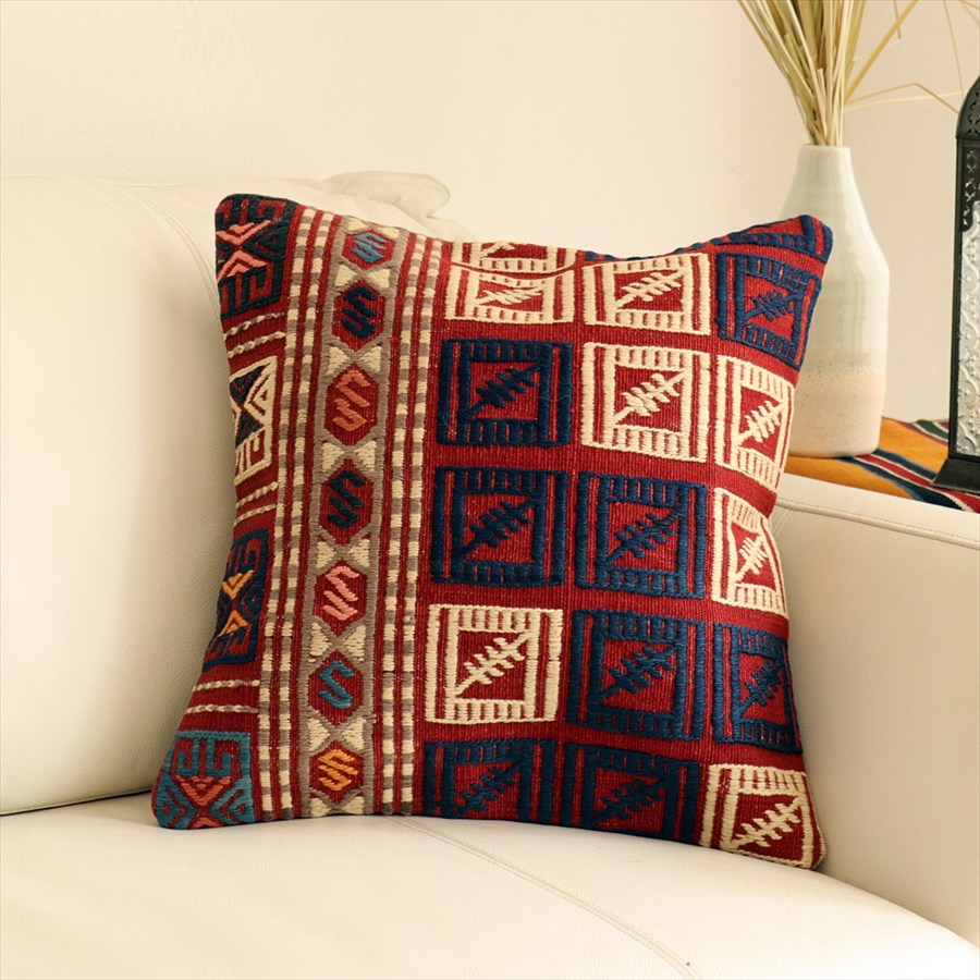 オールドキリムクッションカバー42×40cm バルケスィル・ジジム Old Kilim Cushion