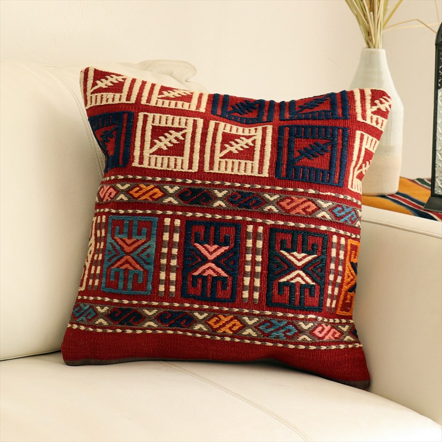 オールドキリムクッションカバー40×40cm バルケスィル・ジジム Old Kilim Cushion