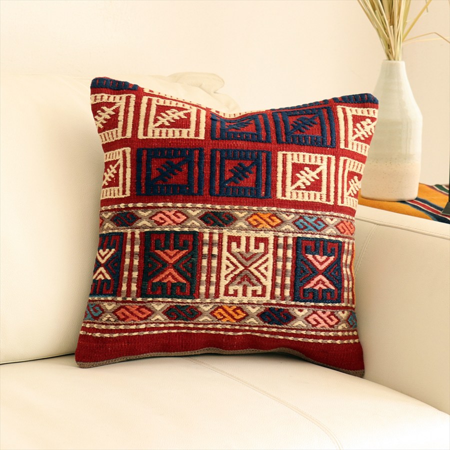 オールドキリムクッションカバー40×40cm バルケスィル・ジジム Old Kilim Cushion
