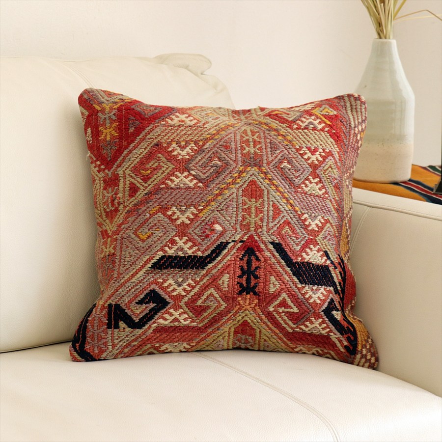 オールドキリムクッションカバー40×40cm 刺繍のようなジジム Old Kilim Cushion