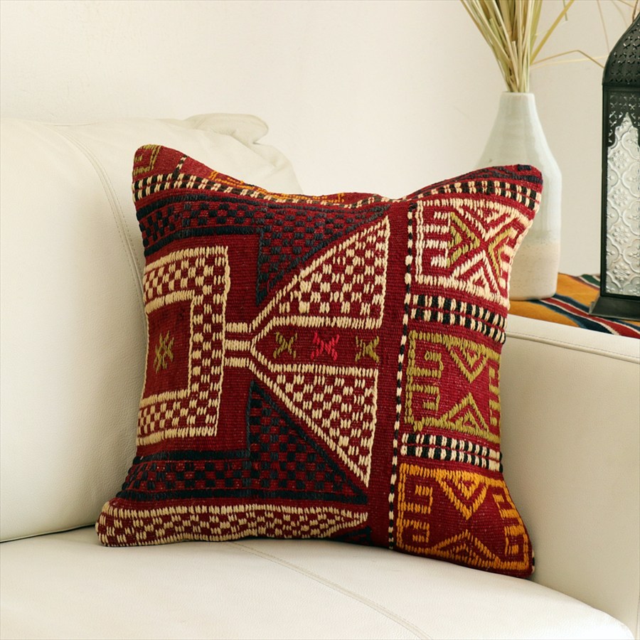 オールドキリムクッションカバー40×40cm バルケスィル・ジジム Old Kilim Cushion