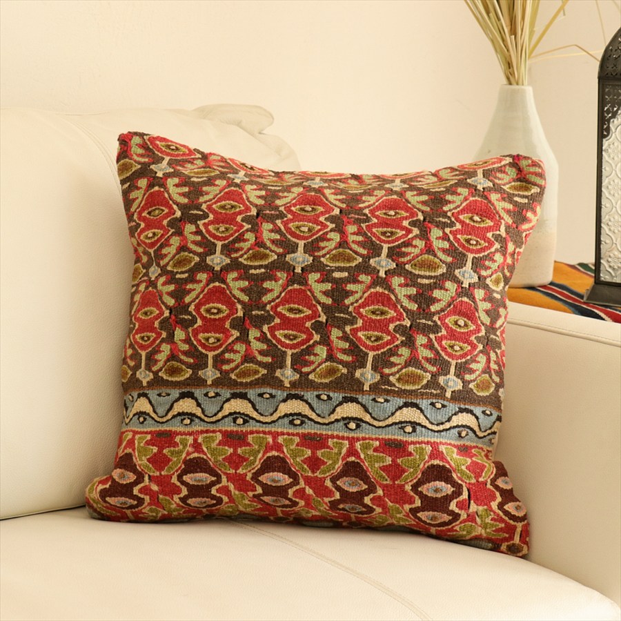 オールドキリム クッションカバー40×41cm セネ・アラベスク模様 Old Kiilim Cushion