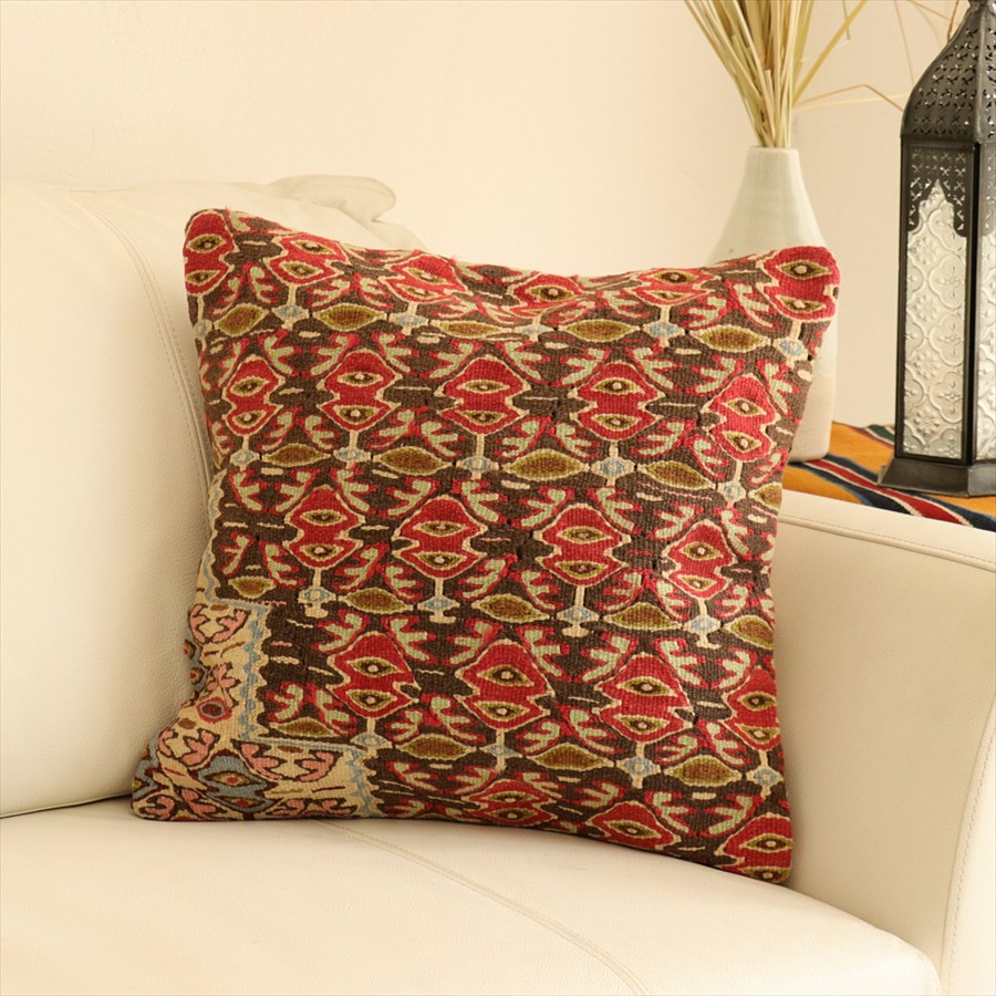 オールドキリム クッションカバー40×41cm セネ・アラベスク模様 Old Kiilim Cushion
