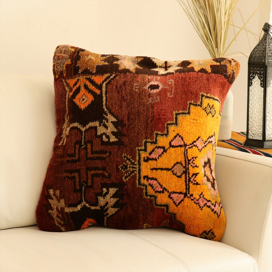 ヴィンテージラグ クッションカバー49×50cm カルス地方 Old Carpet Cushion