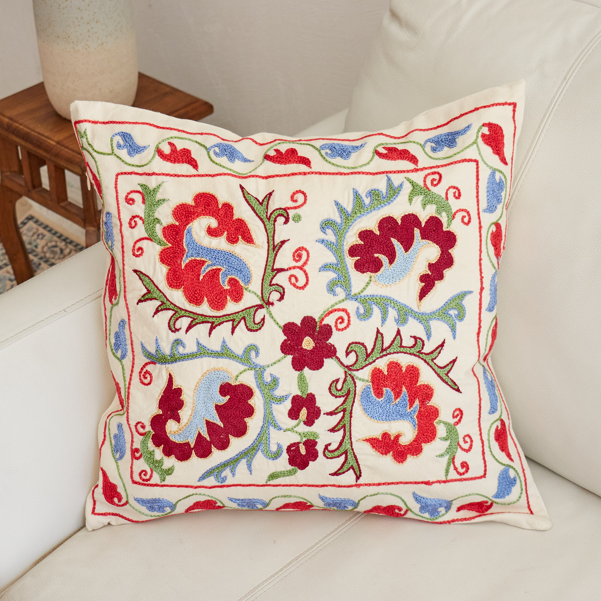 スザンニ刺繍 クッションカバー43×43cm ウズベキスタン　Suzani スザニ
