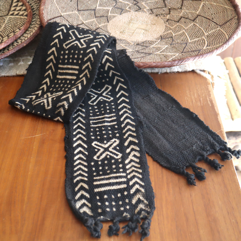 アフリカ泥染め布 マリ ボゴラン ベルト 142×13.5cm Mud Cloth Mali, Bogolan African textile