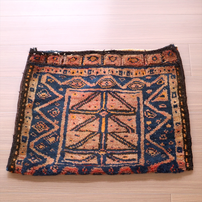 オールドキリム＆カーペット サドルバッグ（片方）パイル織り/裏面キリム