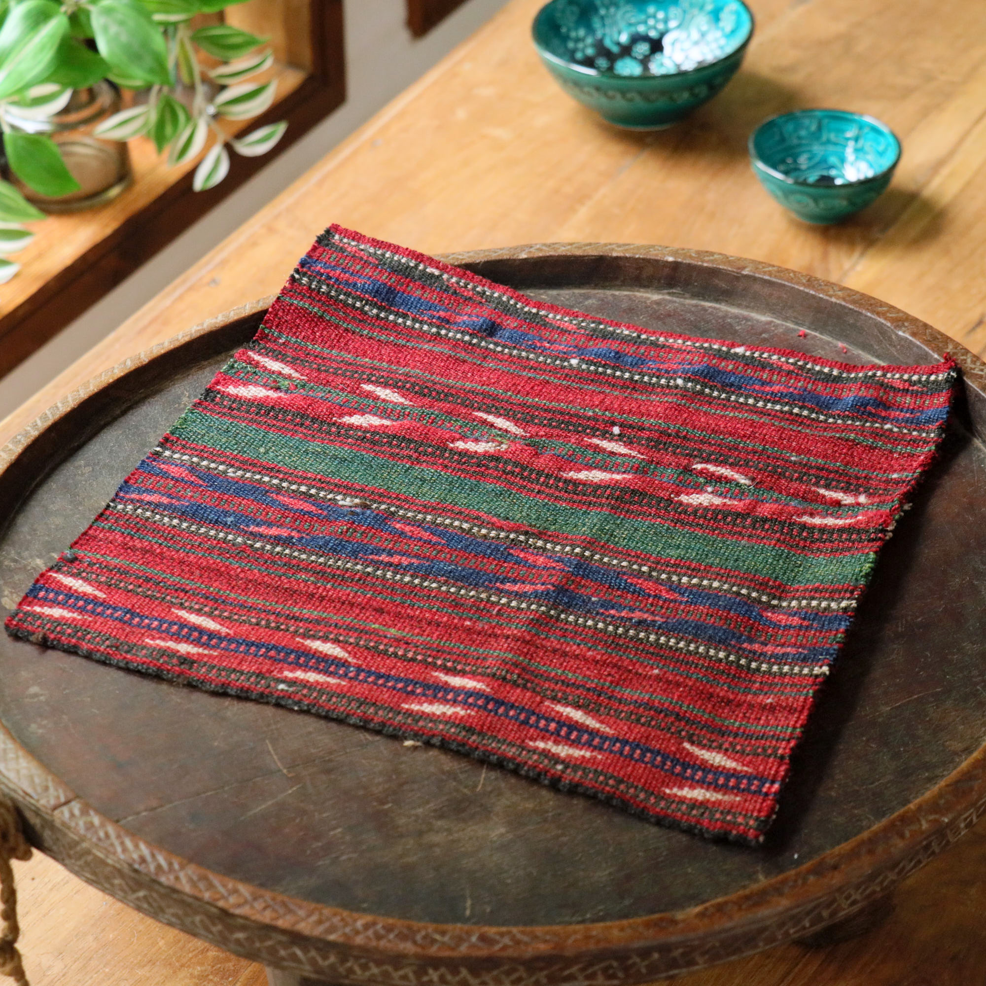 イランの古いテント布・ガジャリキリム27×26cm ジャジム カットピース