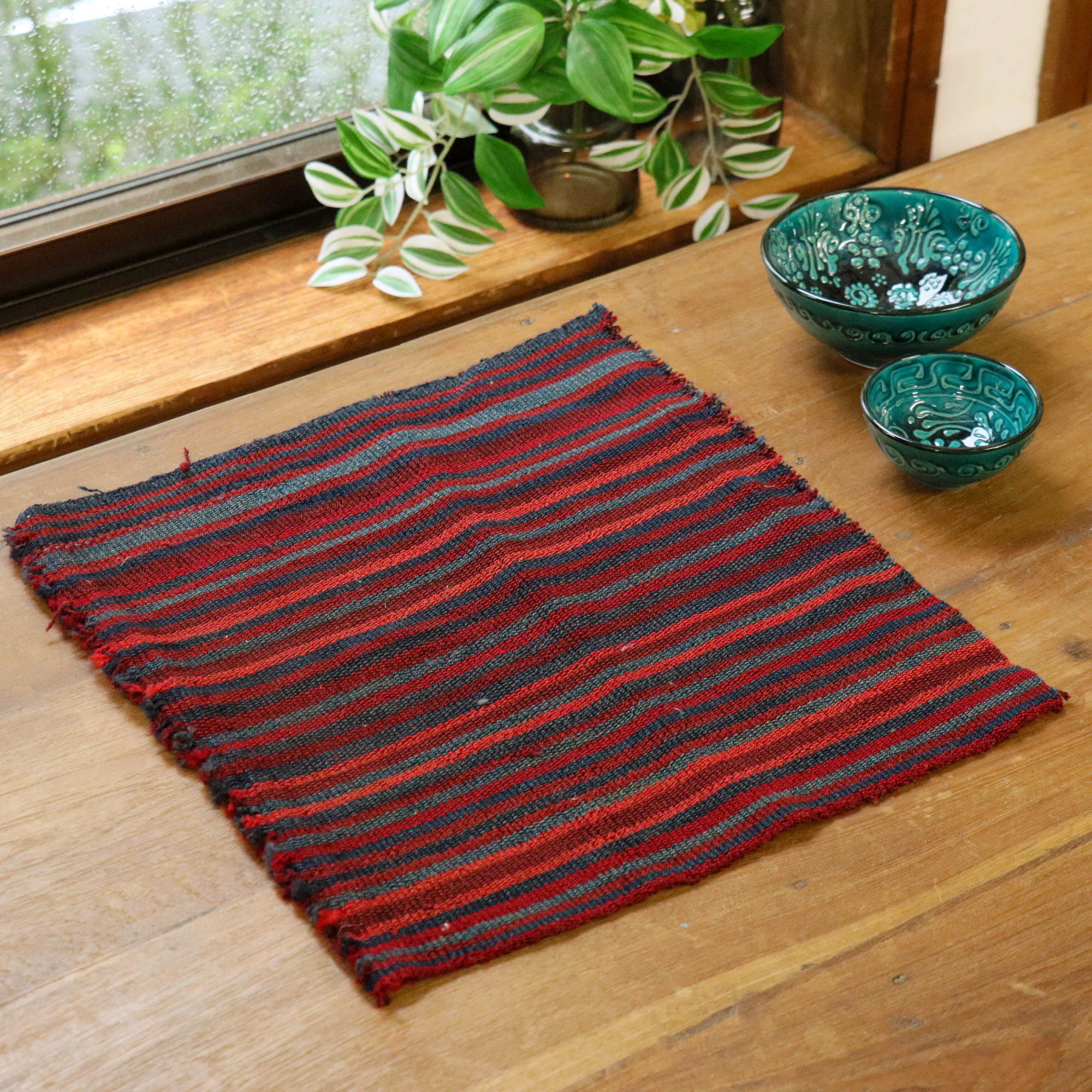 イランの古いテント布・ガジャリキリム32×34cm ジャジム カットピース