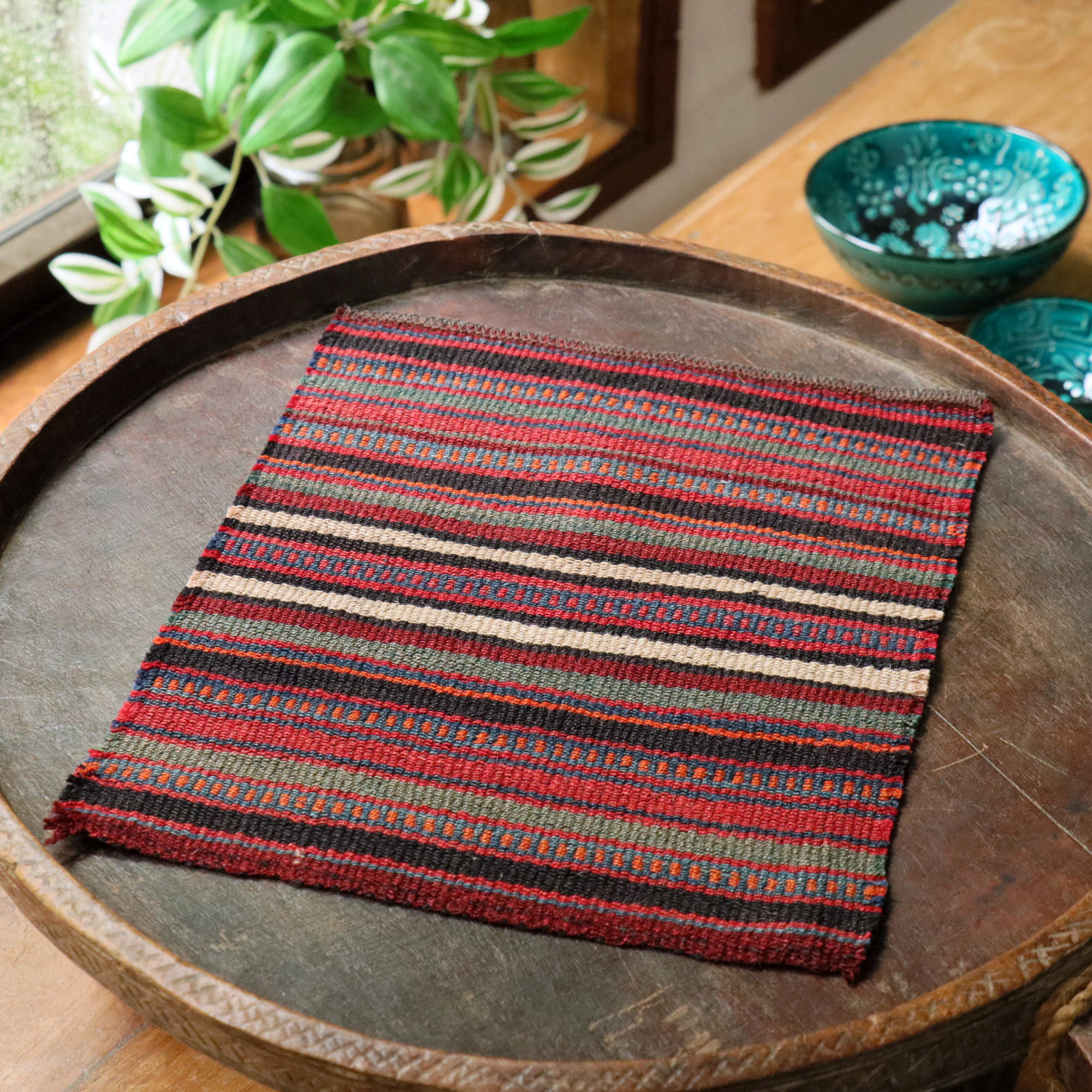 イランの古いテント布・ガジャリキリム23×27cm ジャジム カットピース