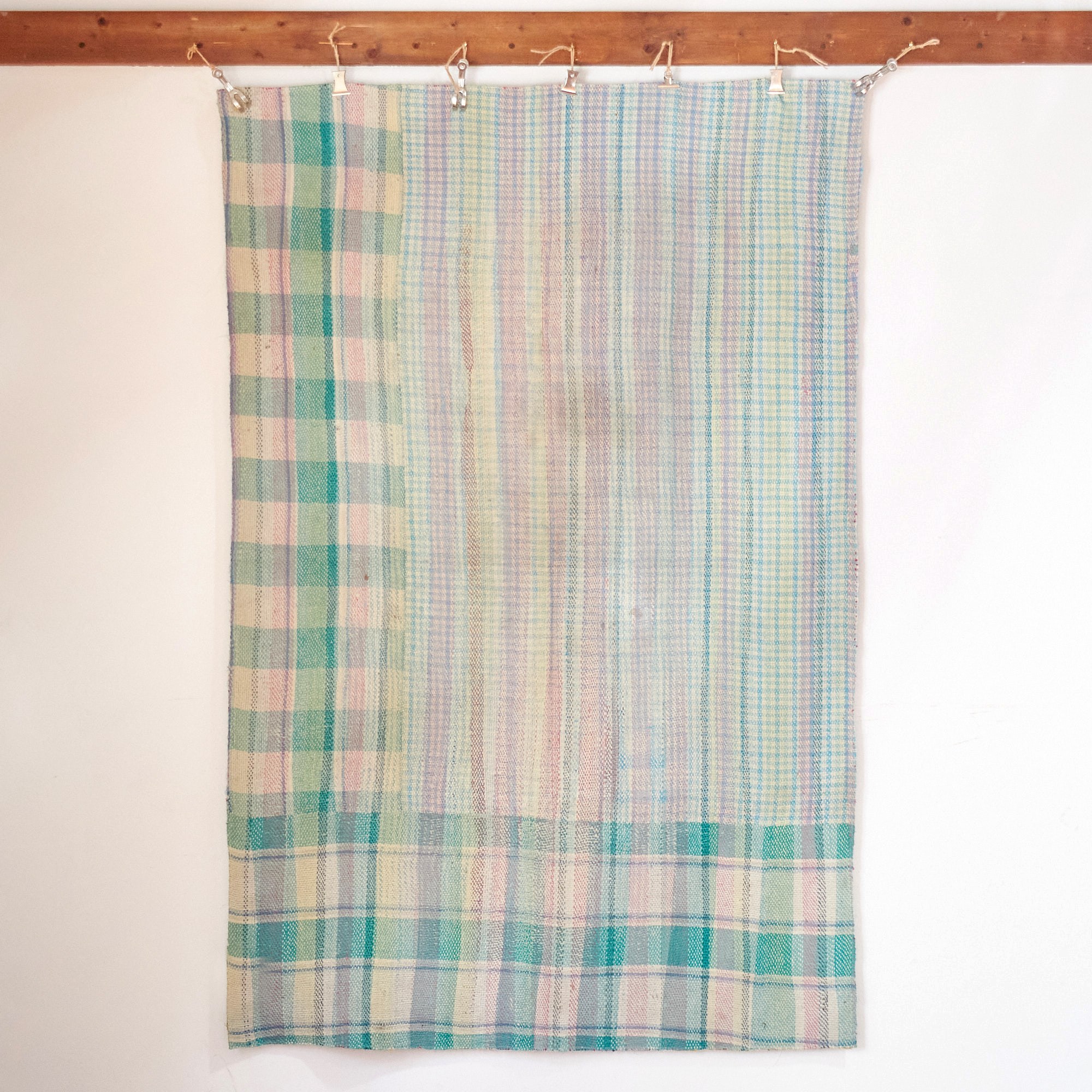 インド　カンタ刺繍 パッチワーク ラリーキルト ヴィンテージ183×124cm Kantha embroidery  India