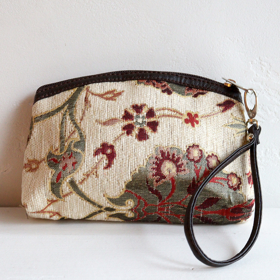 トルコデザインのポーチ シュニール素材 ヴァレンス アイボリー