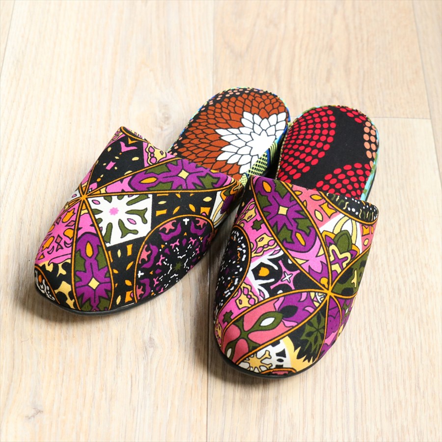パーニュ布スリッパ 25.5-28cm Lサイズ 南河原スリッパ/ African wax print textile 現品