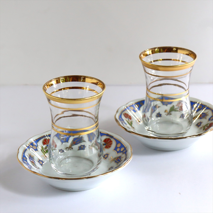 トルコ チャイグラス（チャイバルダック）２客セット Cay Bardag, Turkish Tea /カーネーション