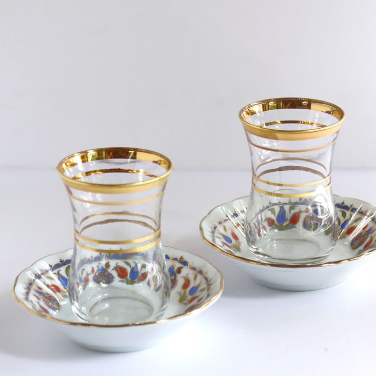 トルコ チャイグラス（チャイバルダック）２客セット Cay Bardag, Turkish Tea /チューリップ