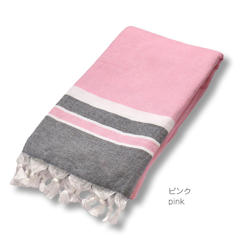 ペシテマル ハマムタオル トルコの大判ビーチタオル片面パイル織り ブルダン産　ピンク