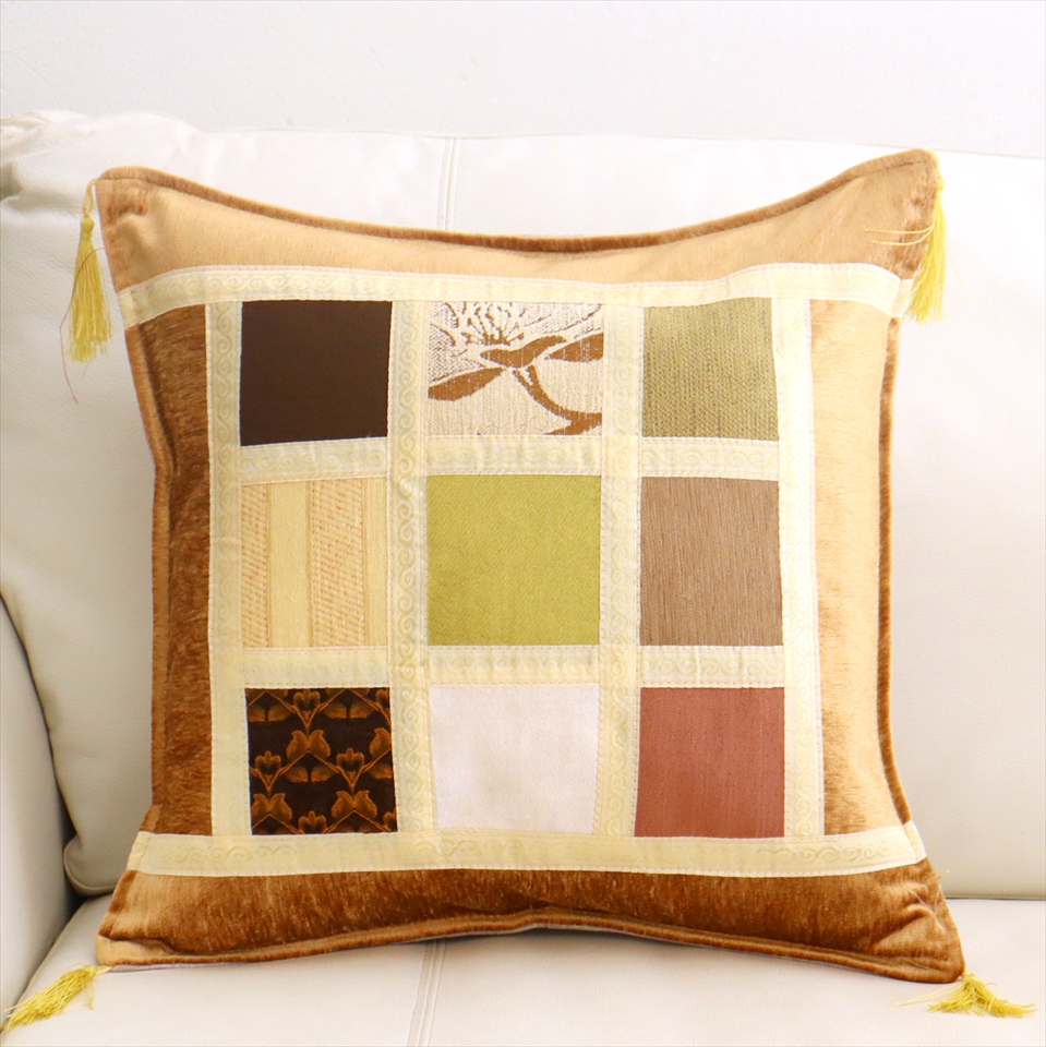 シュニール素材 モザイククッションカバー 45cmサイズ パッチワーク