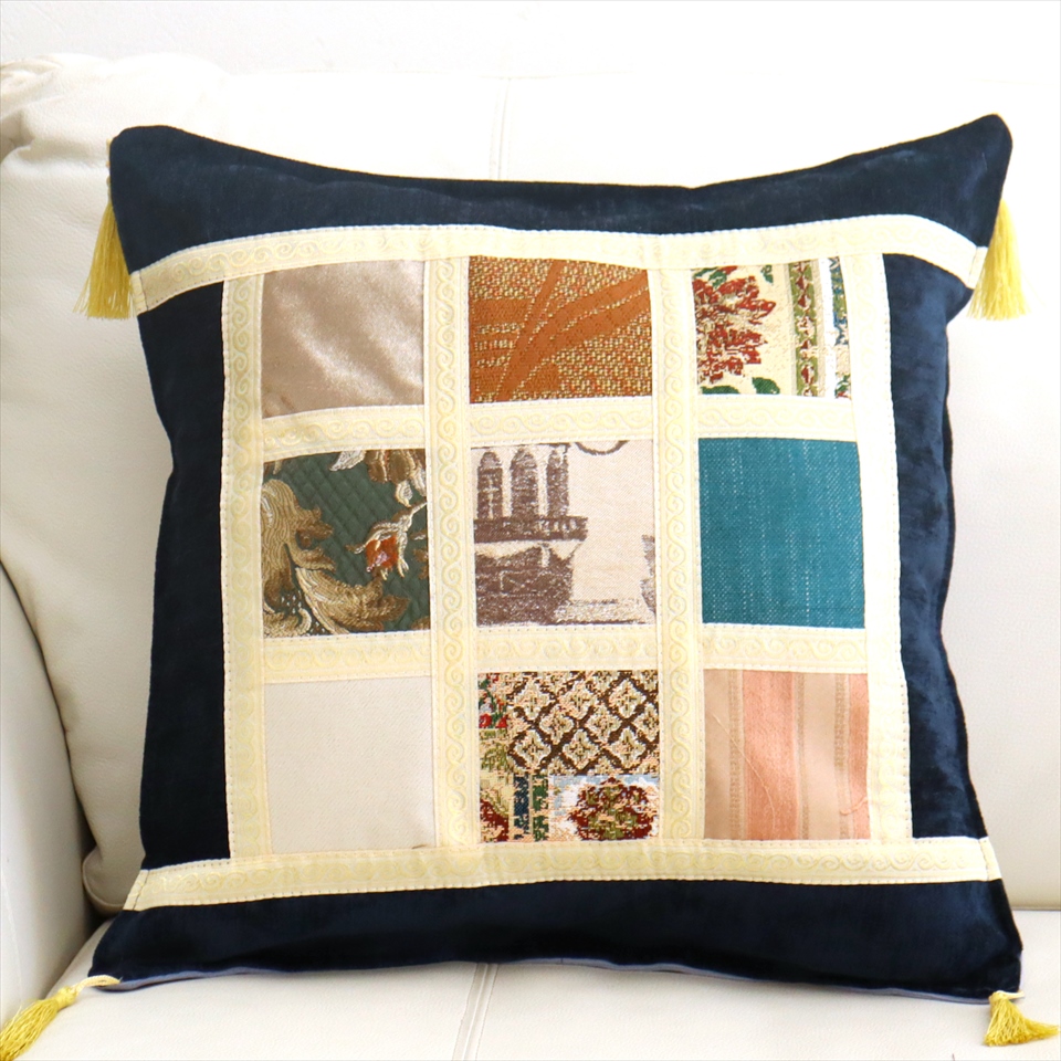 シュニール素材 モザイククッションカバー 45cmサイズ パッチワーク