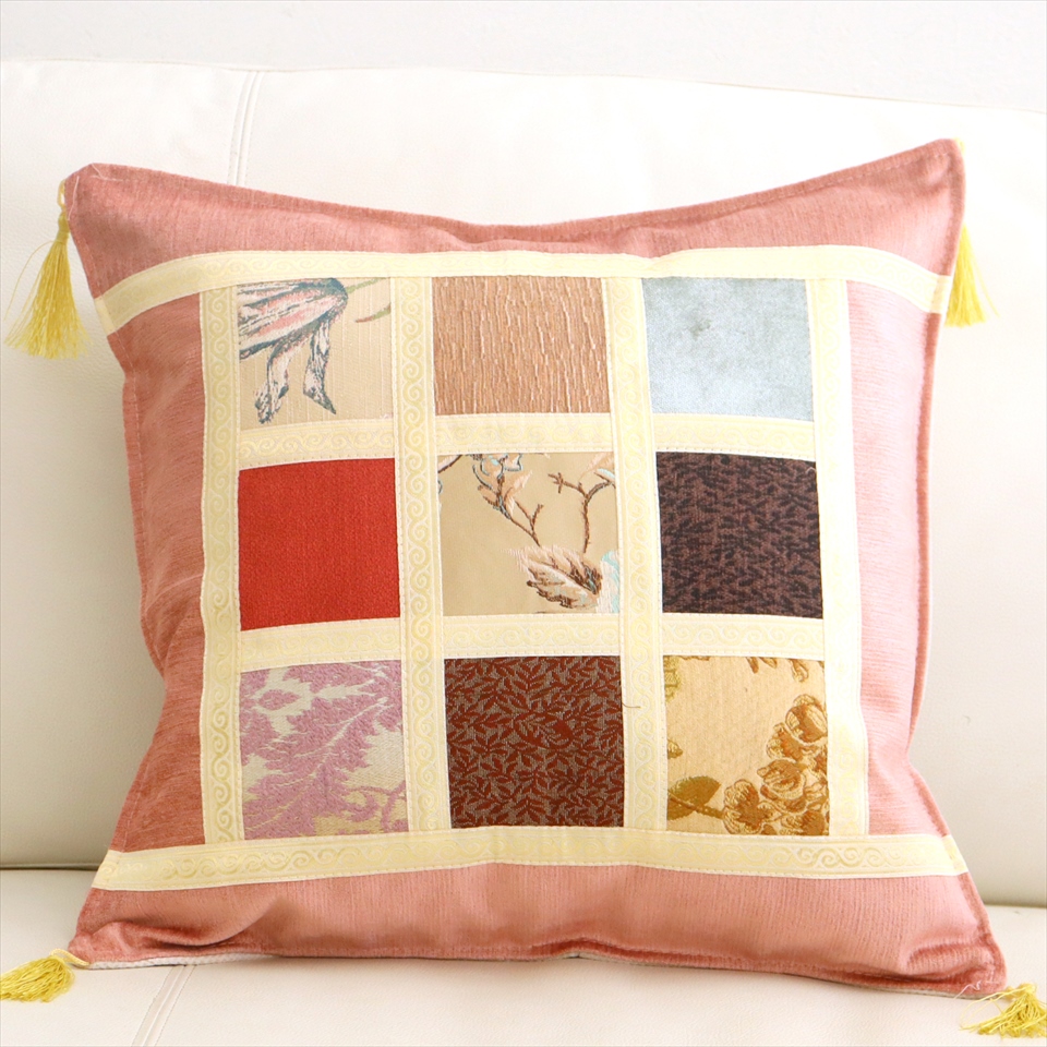 シュニール素材 モザイククッションカバー 45cmサイズ パッチワーク