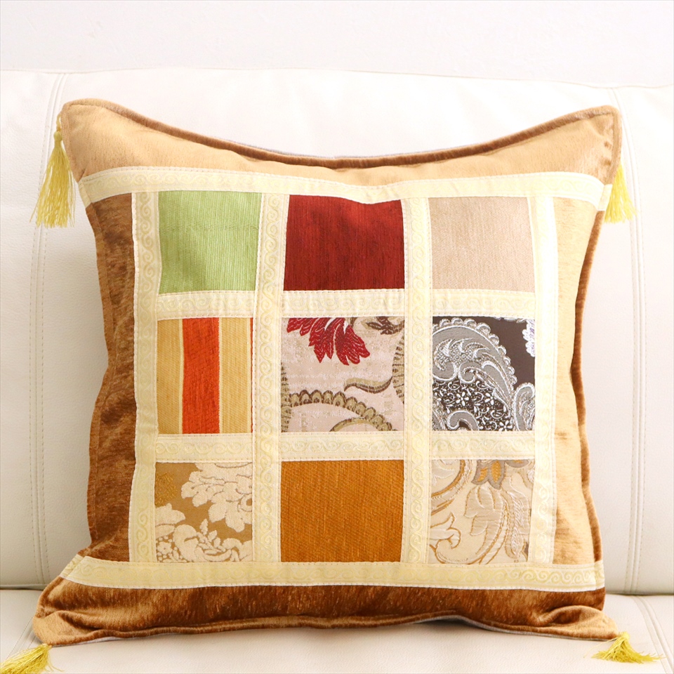 シュニール素材 モザイククッションカバー 45cmサイズ パッチワーク