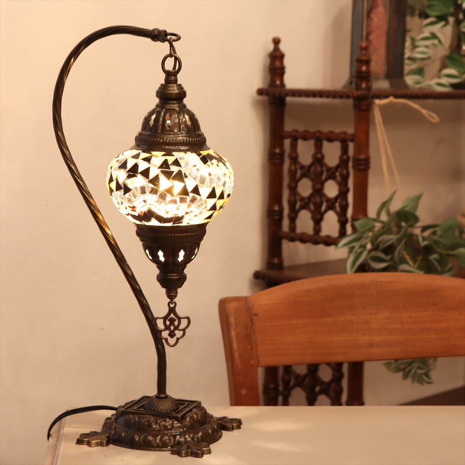 トルコランプ モザイクテーブルランプ ハンギング 全高42cm 横幅23cm アンバー