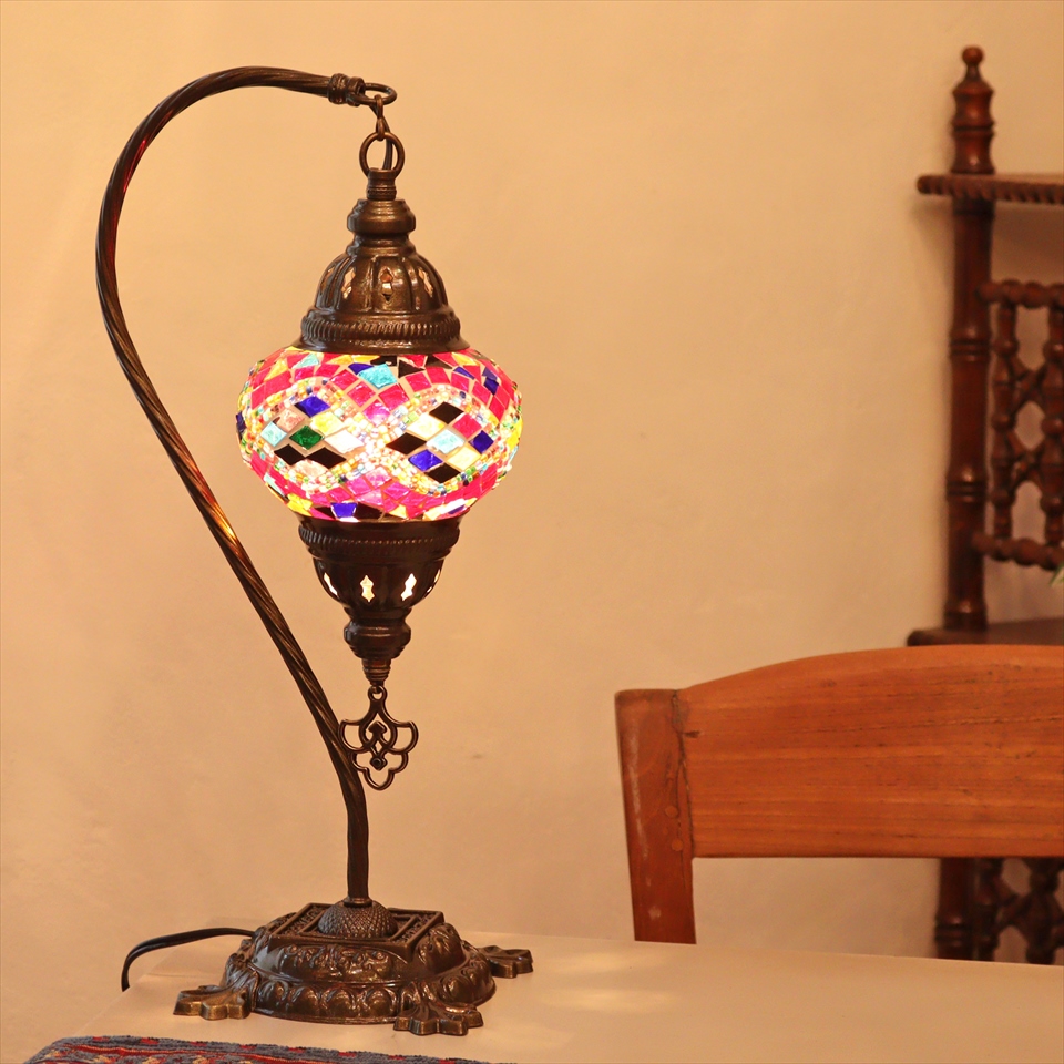 トルコランプ モザイクテーブルランプ ハンギング 全高42cm 横幅23cm ミックスカラー