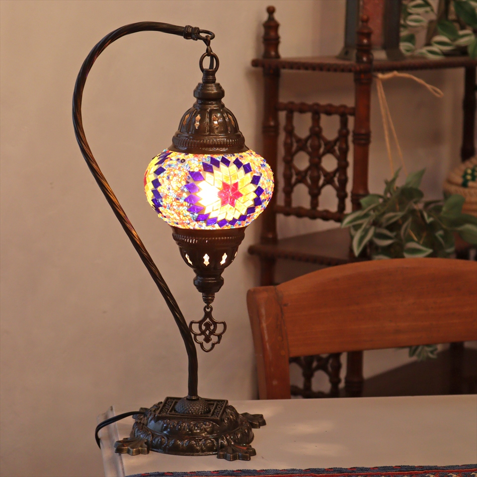 トルコランプ モザイクテーブルランプ ハンギング 全高42cm 横幅23cm ミックスカラー