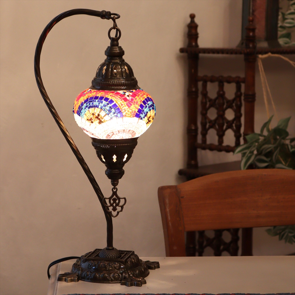 トルコランプ モザイクテーブルランプ ハンギング 全高42cm 横幅23cm ミックスカラー