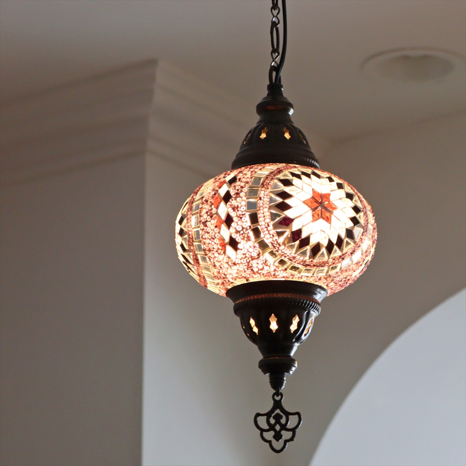 トルコランプ モザイクランプ ペンダントランプ 直径16cm パープル