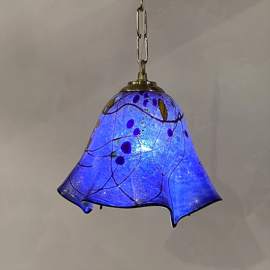 ベネチアン ガラスシェード Venetian Glass Shade fazzoletto Blue 一点もの