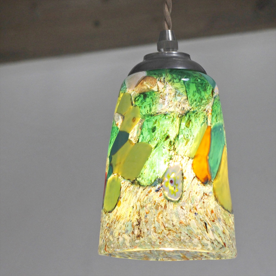 ガラタバザール ベネチアンガラスシェード ペンダントライト Venetian Glass Shade Lightf10cm モネ グリーン E17 25w電球付属