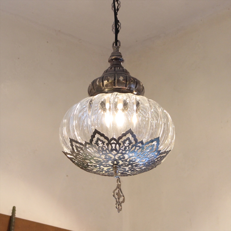 オットマンクラシックガラスシェードランプ 直径23.5cm ペンダントライト 1灯 25W/白熱電球