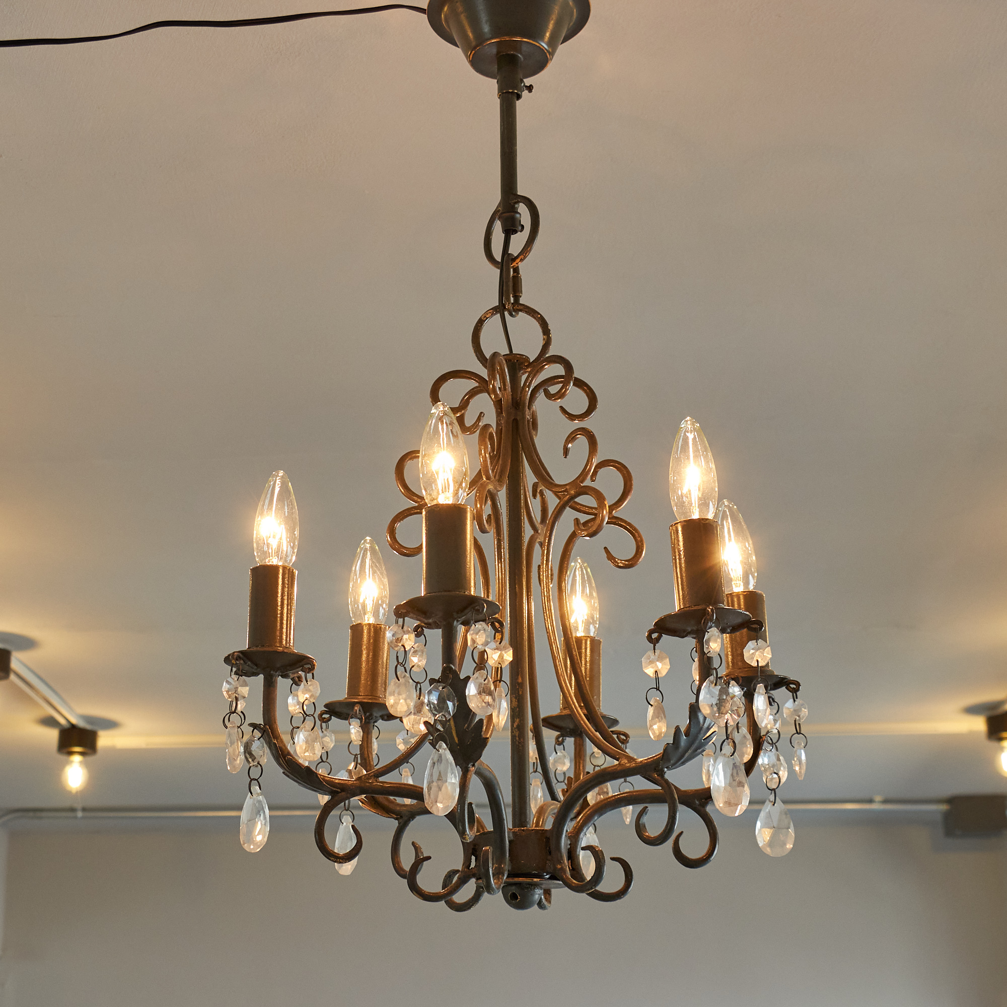 アイアンフレーム シャンデリア 6灯 キャンドル NAIROBI ナイロビ ブラック　アンティーク