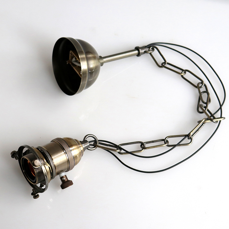 ガラスシェードランプ用灯具・吊り下げ式・キースイッチ付き/チェーンコード・アンティーク色【60mm口径】