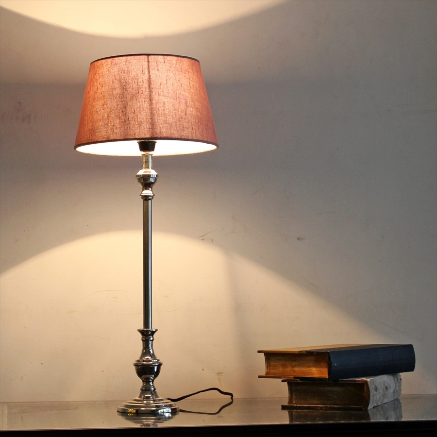 布シェードスタンドランプ／ホルダー式Φ25ｃｍ/高さ61ｃｍ/デューン・ブラウングレー　ラウンド