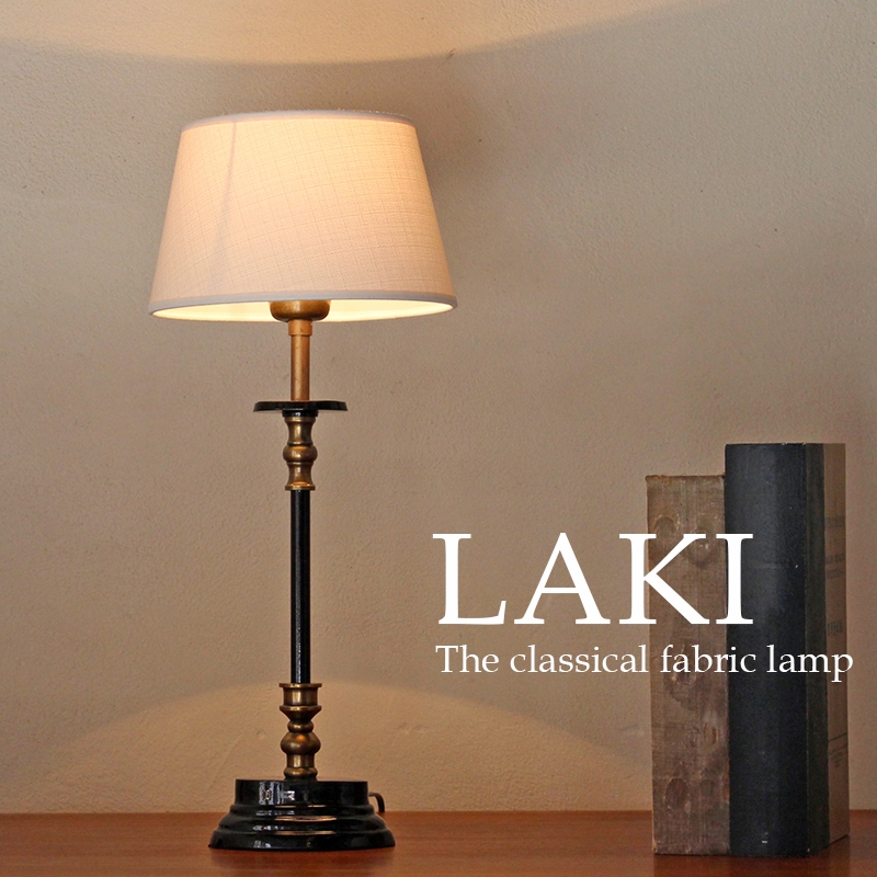 布シェードランプ・テーブルスタンドライト／ホルダー式Φ20ｃｍ　ホワイトリネン/”LAKI”（ラキ）