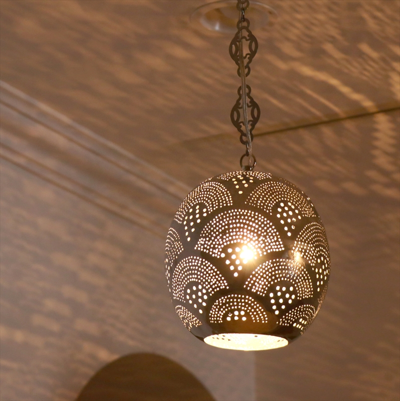 【10%OFF】モロッコランプ/ メタルシェード φ19cm　レインボーMoroccan Metal shade Lamps