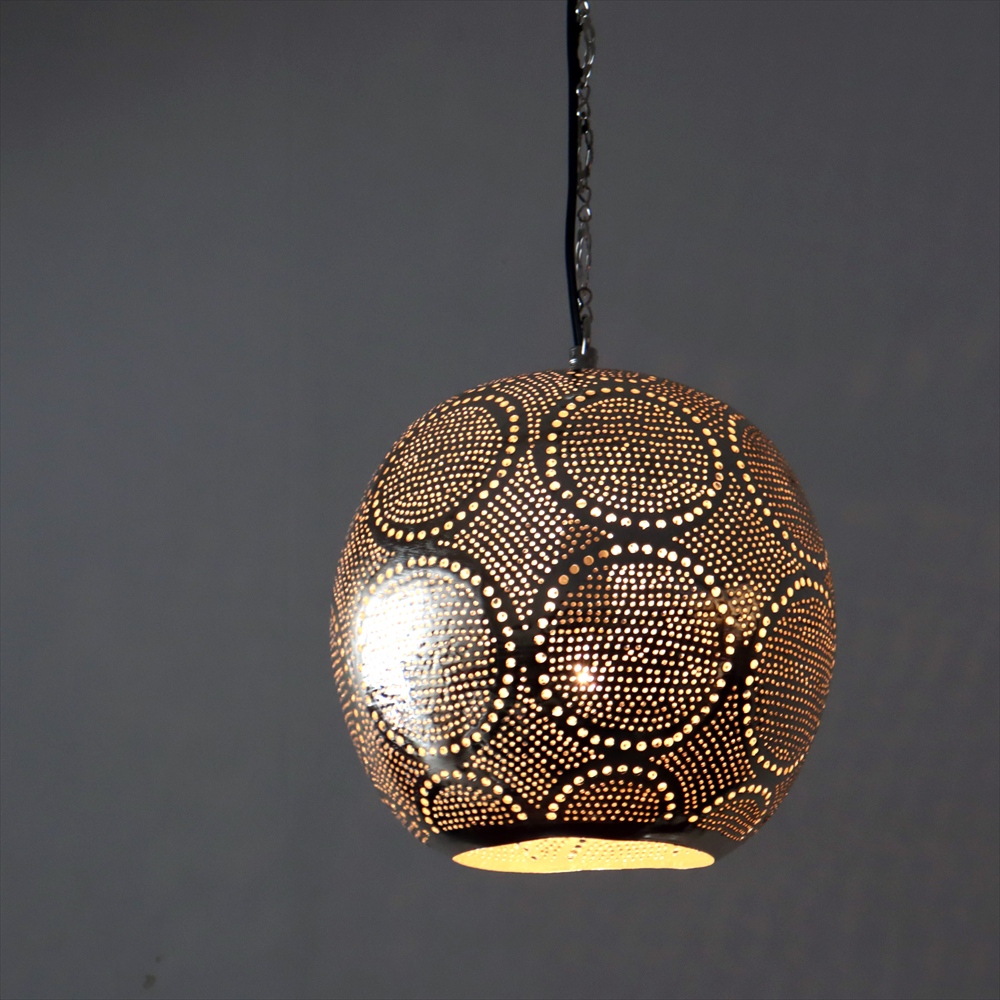 【10%OFF】モロッコランプ/Moroccan Metal shade Lamps メタルシェード　ペンダントランプラウンド形　サークル　φ26cm　エジプト製