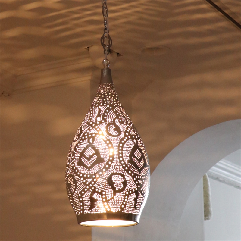 モロッコランプ メタルシェード・ペンダントランプ ドロップ/ロータスMoroccan Metal shade Lamps /E17　白熱球付