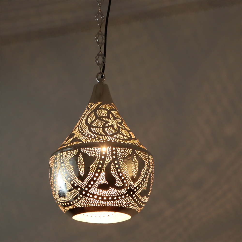 メタルシェード　ペンダントランプ モロッコランプ　Moroccan Metal shade Lampsタジン/Tajine　ロータス φ23cm　　エジプト製