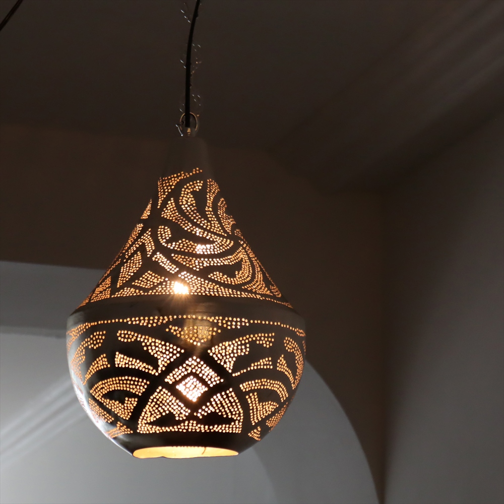 メタルシェード　ペンダントランプ モロッコランプ　Moroccan Metal shade Lampsタジン/Tajine　ロータス φ23cm　　エジプト製