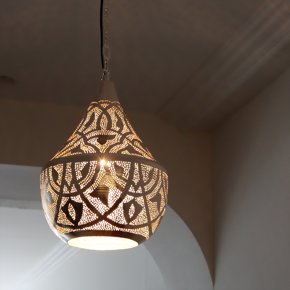 メタルシェード　ペンダントランプ モロッコランプ　Moroccan Metal shade Lampsタジン/Tajine　ロータス φ23cm　　エジプト製