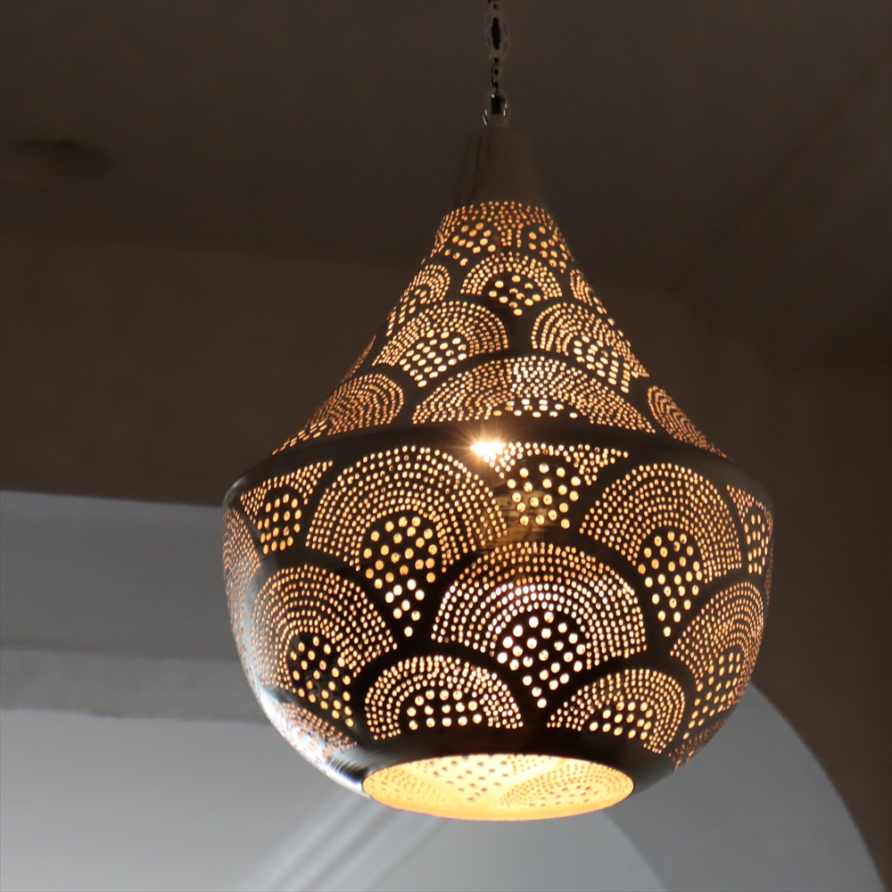 【10%OFF】モロッコランプ/Moroccan Metal shade Lamps メタルシェード　ペンダントランプ エジプト製タジン/Tajine　φ29cm