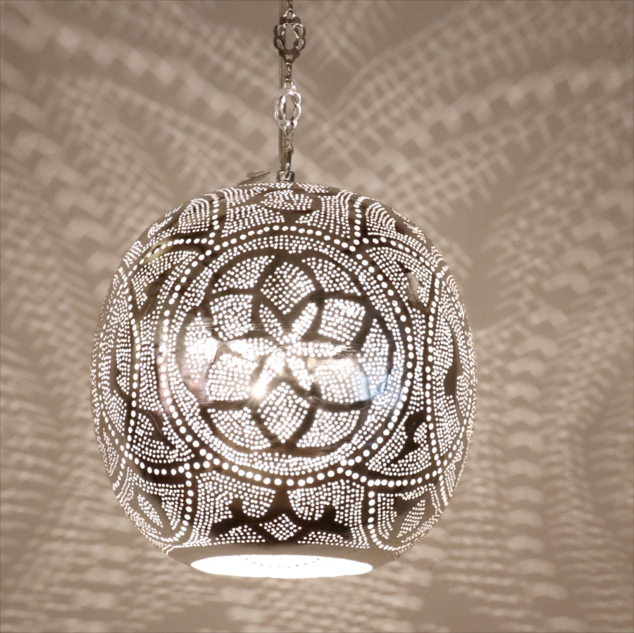 メタルシェード モロッコランプ　Moroccan Metal shade Lamps　ペンダントランプ ラウンド形 φ27cm　エジプト製