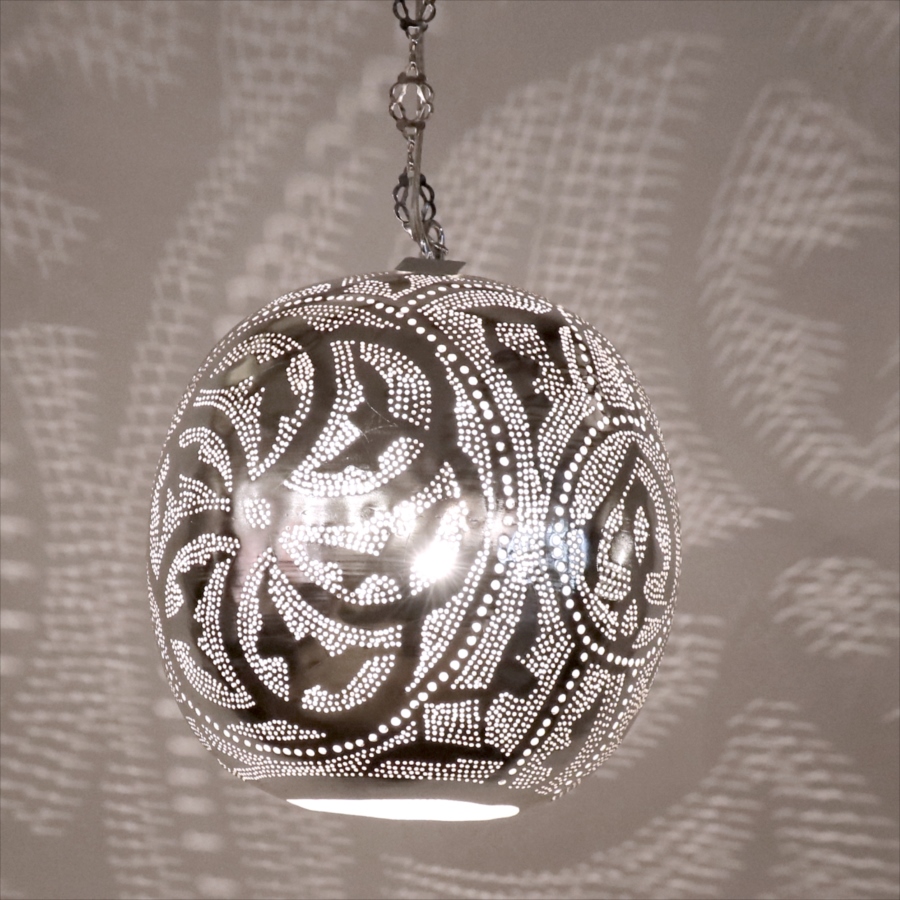 メタルシェード モロッコランプ　Moroccan Metal shade Lamps　ペンダントランプ ラウンド形 φ27cm　エジプト製