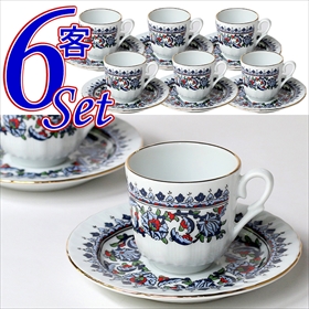 トルココーヒー カップ＆ソーサー ６客セット デミタスカップ トルココーヒー用 :クラシック