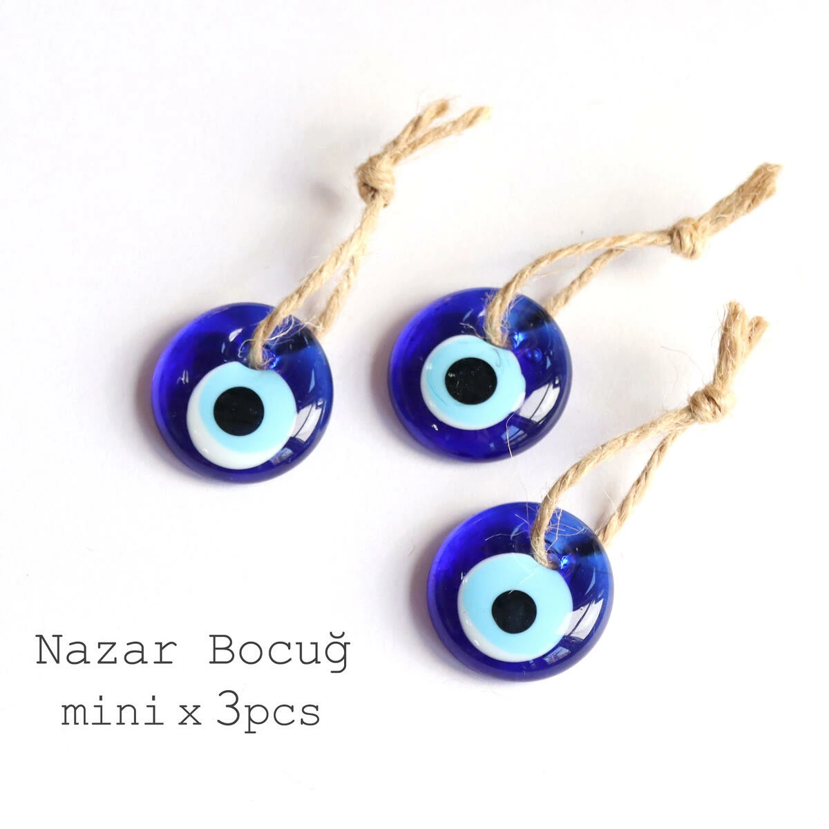 ナザルボンジュウ　3.0cm＜３個セット＞　(ナザールボンジュウ) トルコの青い目のお守り　Turkish Evil Eye Amulet, Nazar Boncugu