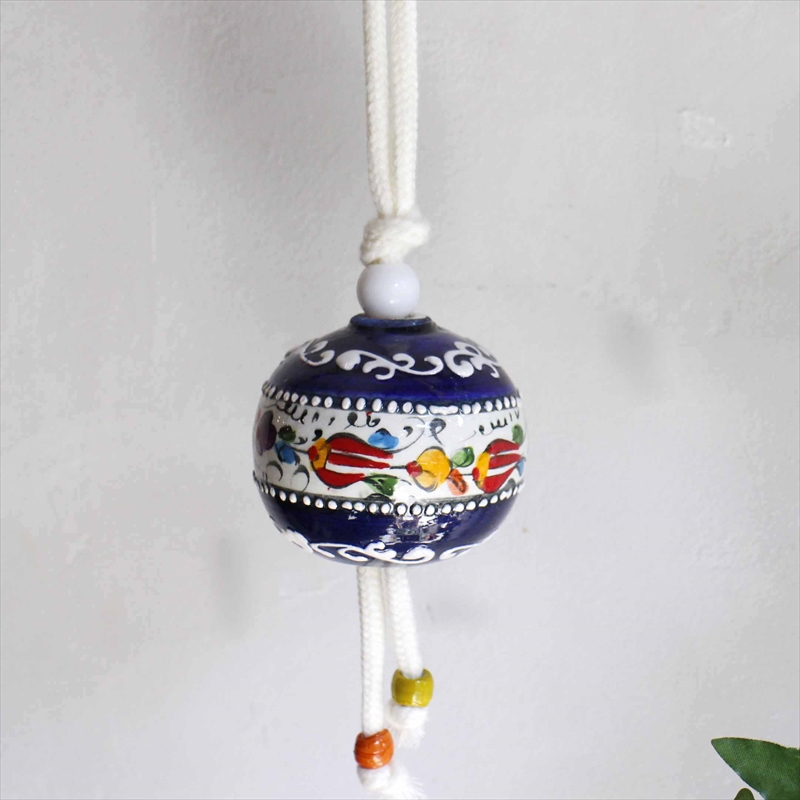 トルコ/キュタフヤ陶器・手描き絵付けの飾り玉Sサイズ7cmミレニアム・コバルト